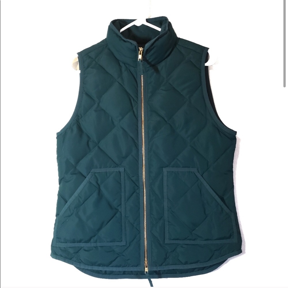 J Crew Green Quilted Down Puffer Vest Size L